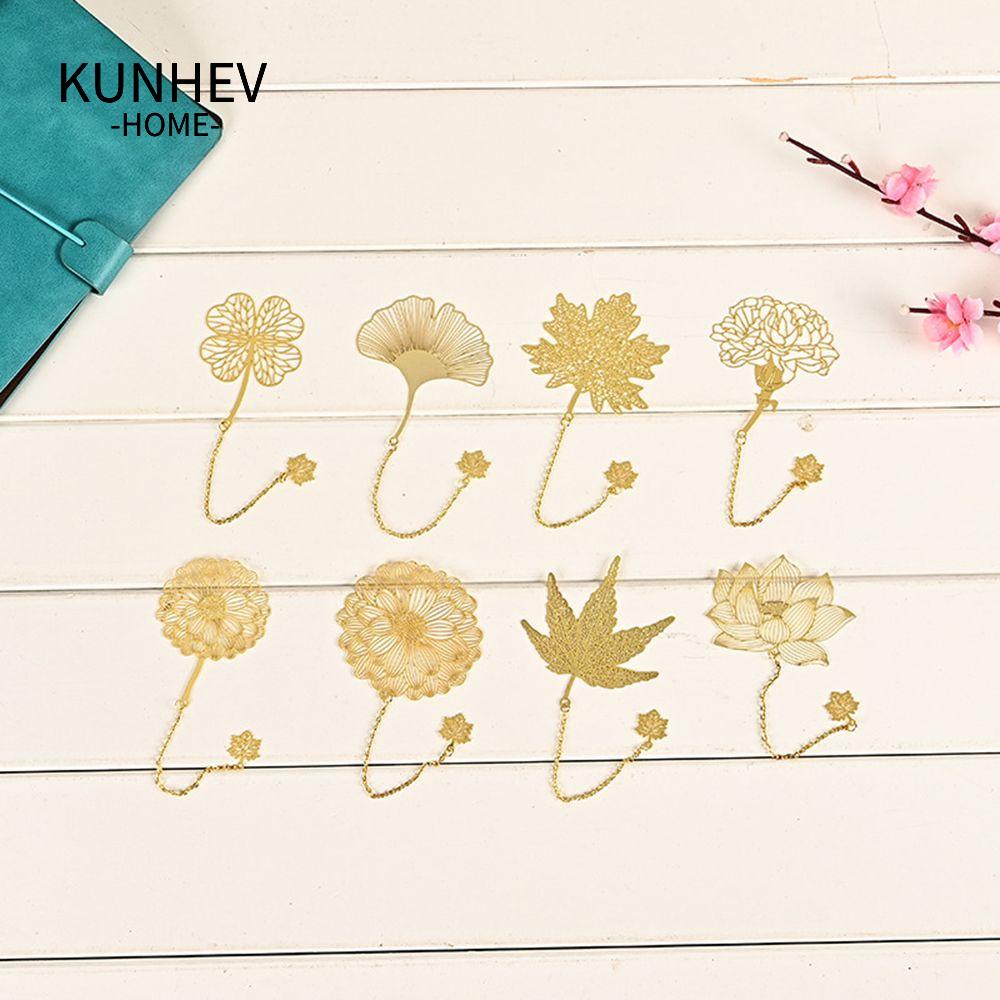KUNHEV Mẫu Đơn Đánh Dấu Trang Sách Bằng Kim Loại Với Chuỗi Xích Đọc Sách Mặt Dây Tua Rua Hình Chiếc Lá Vintage