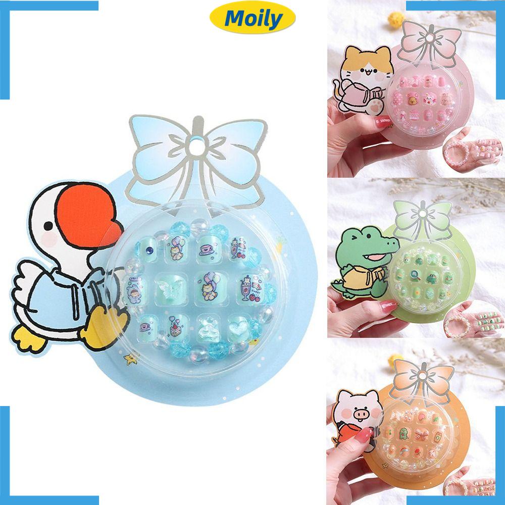 Bộ 24 Móng Tay Giả Che Phủ Toàn Diện Họa Tiết Thỏ DIY