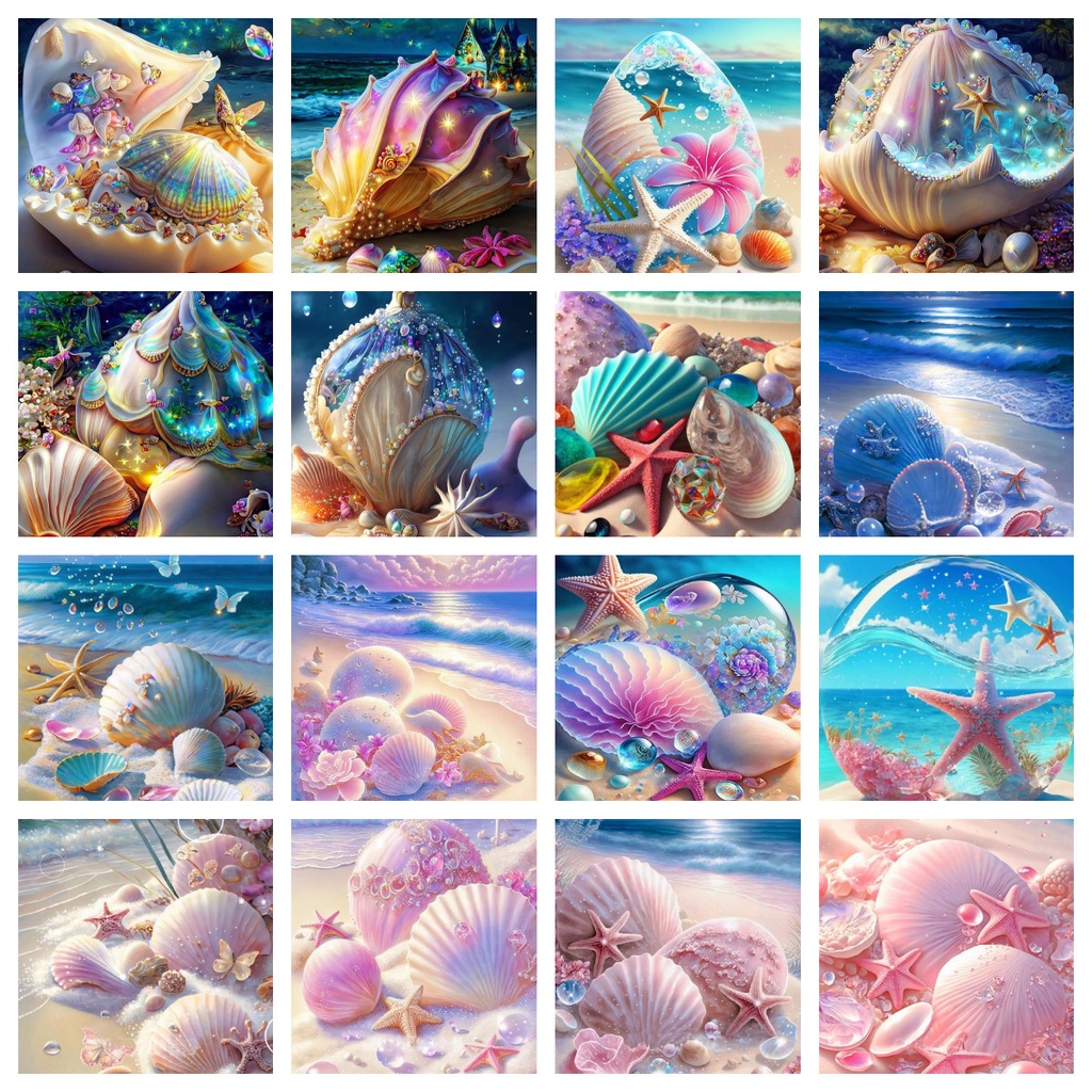 Bộ Tranh Đính Đá Tự Làm 5D DIY Hình Vỏ Sò Biển