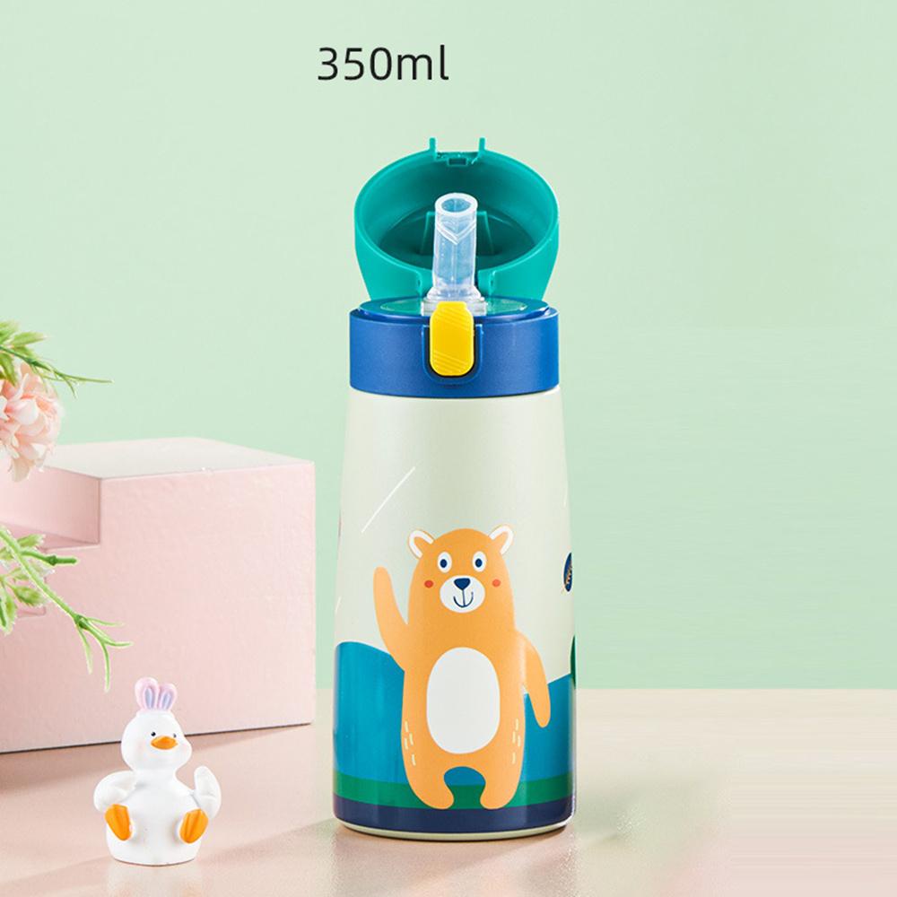 Bình Nước Giữ Nhiệt Kèm Ống Hút Họa Tiết Hoạt Hình Xinh Xắn Dành Cho Bé