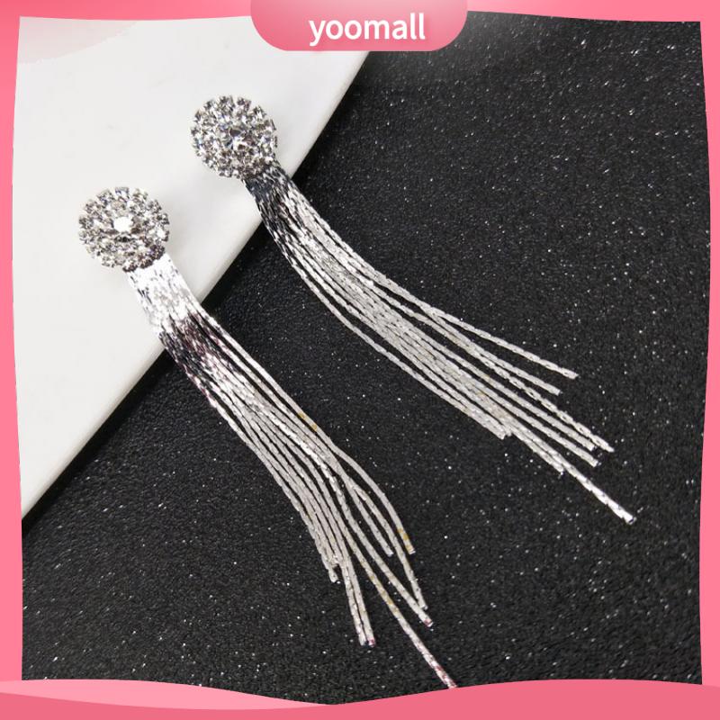 [YM] Bông Tai Dây Xích Kim Cương Pha Lê Cho Nữ