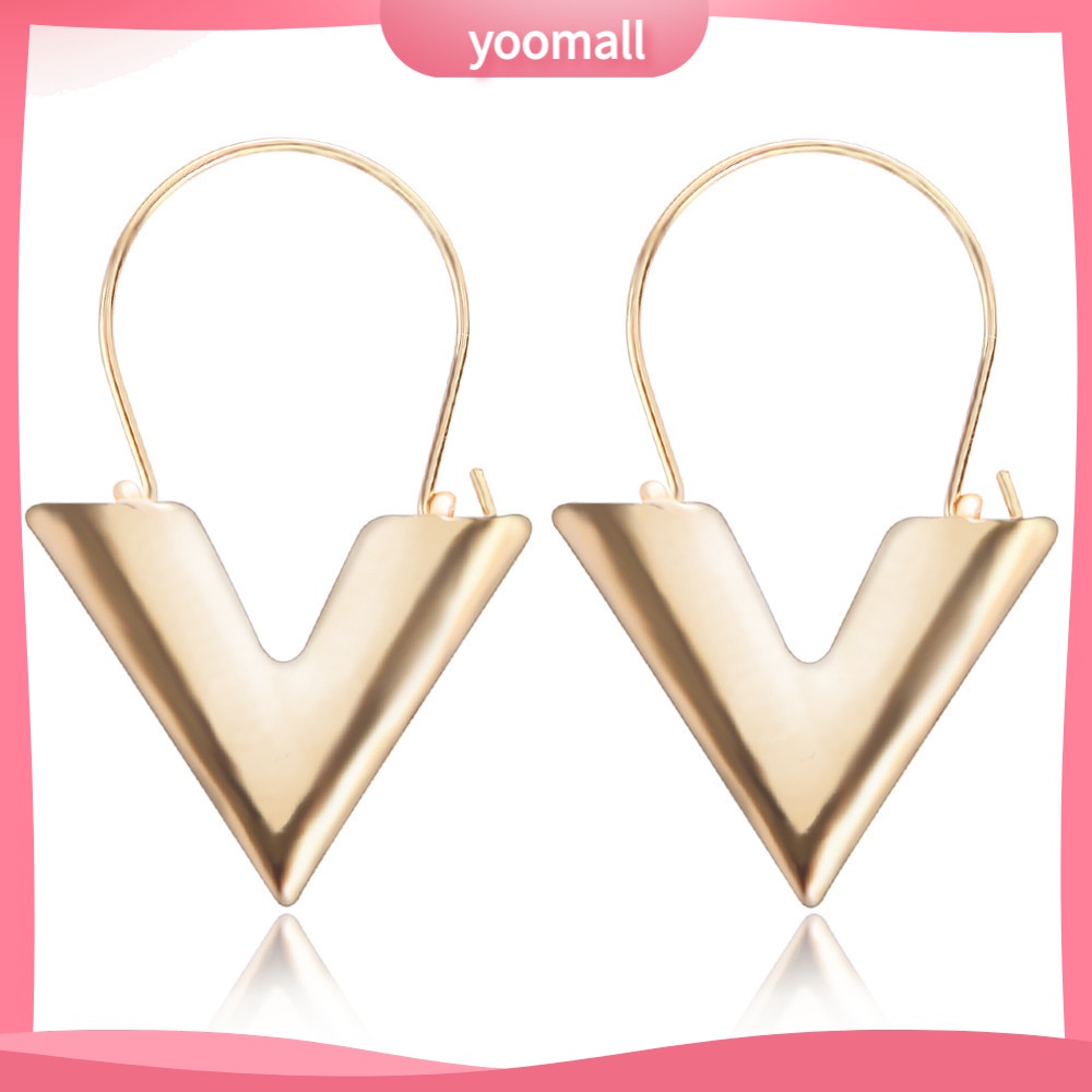Khuyên Tai Kim Loại Hình Chữ V Thời Trang Cho Nữ