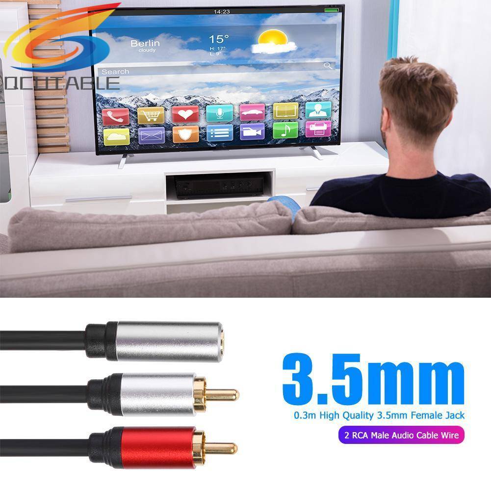 Cáp ChuyểN ĐổI Âm Thanh 3.5mm Sang 2 RCA 0.3m