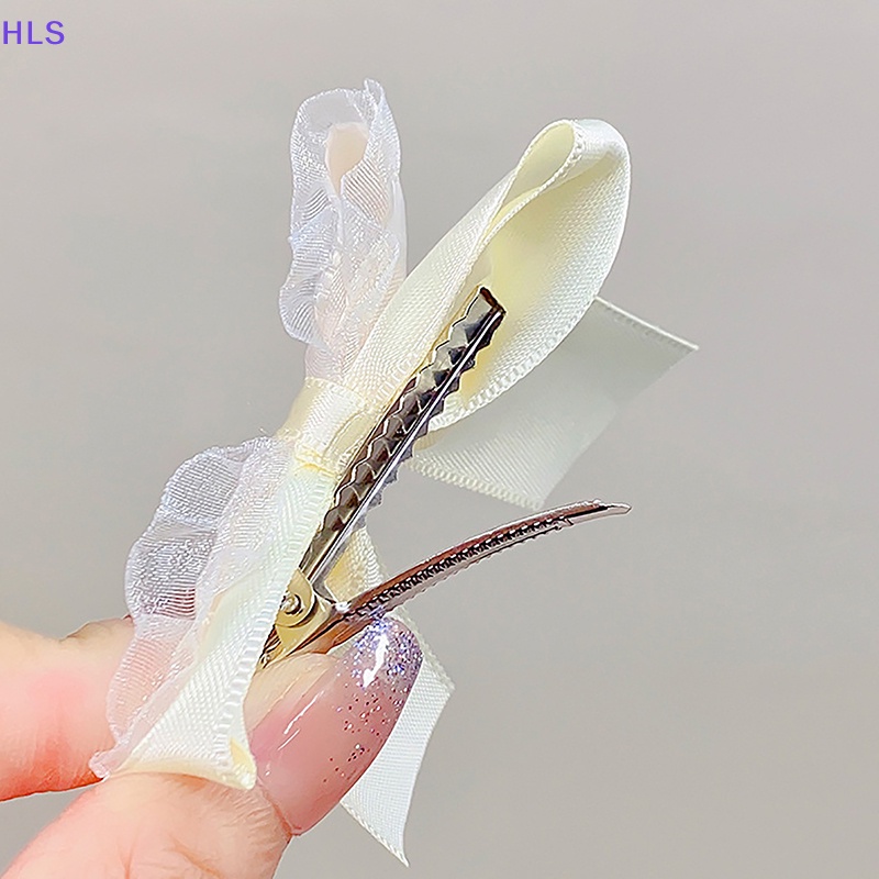 Kẹp Tóc Nơ Lưới Thời Trang Ngọt Ngào Cho Bé Gái