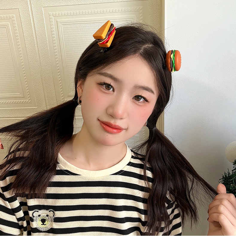 Haimeikang Kẹp Tóc Mini Hình Thức Ăn Vui Nhộn Dễ Thương Cho Bé Gái