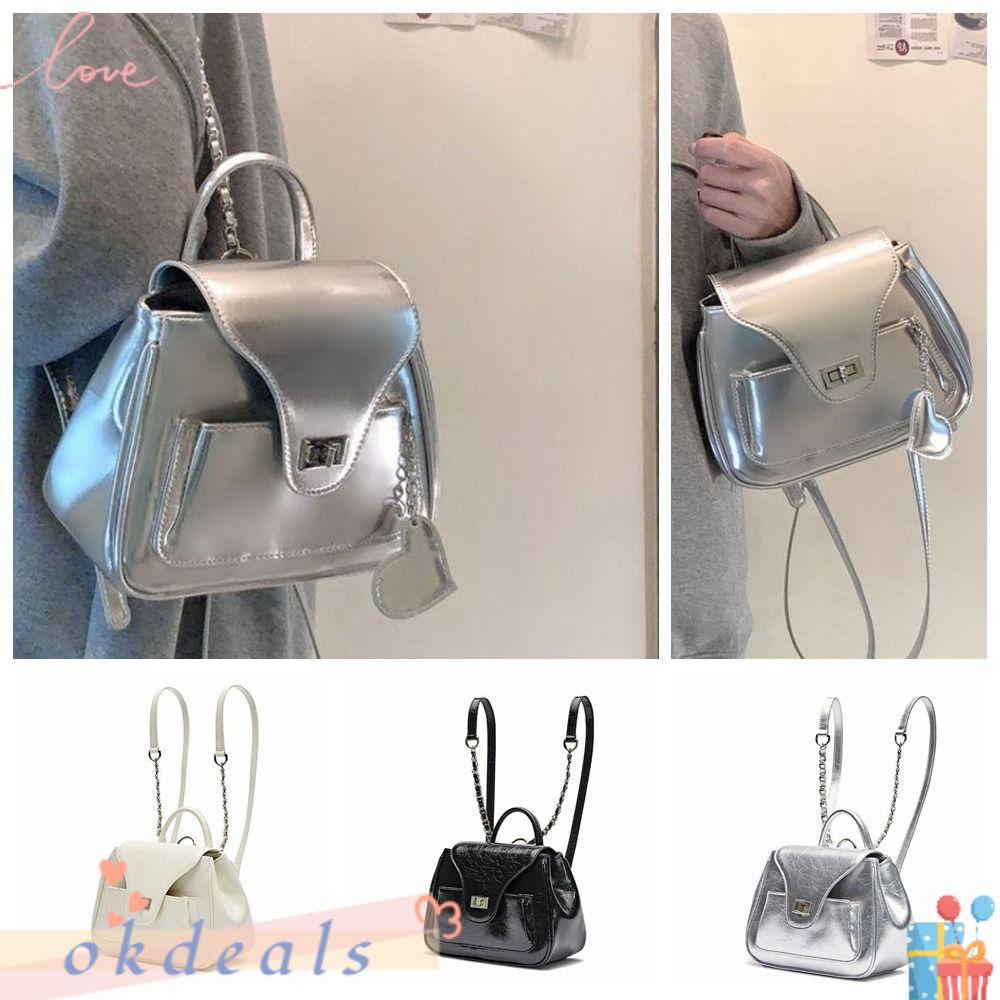 Ba Lô Màu Macaron Sức Chứa Lớn Phối Dây Xích Thời Trang Mùa Hè