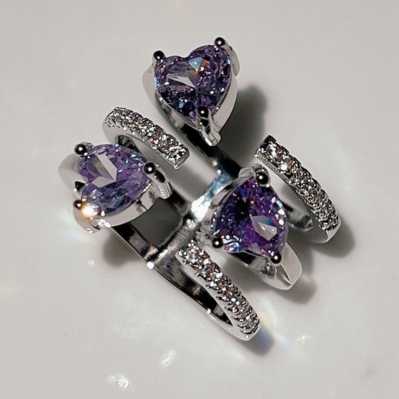 Nhẫn Hở Hình Trái Tim Đính Đá Sang Trọng Cho Nữ