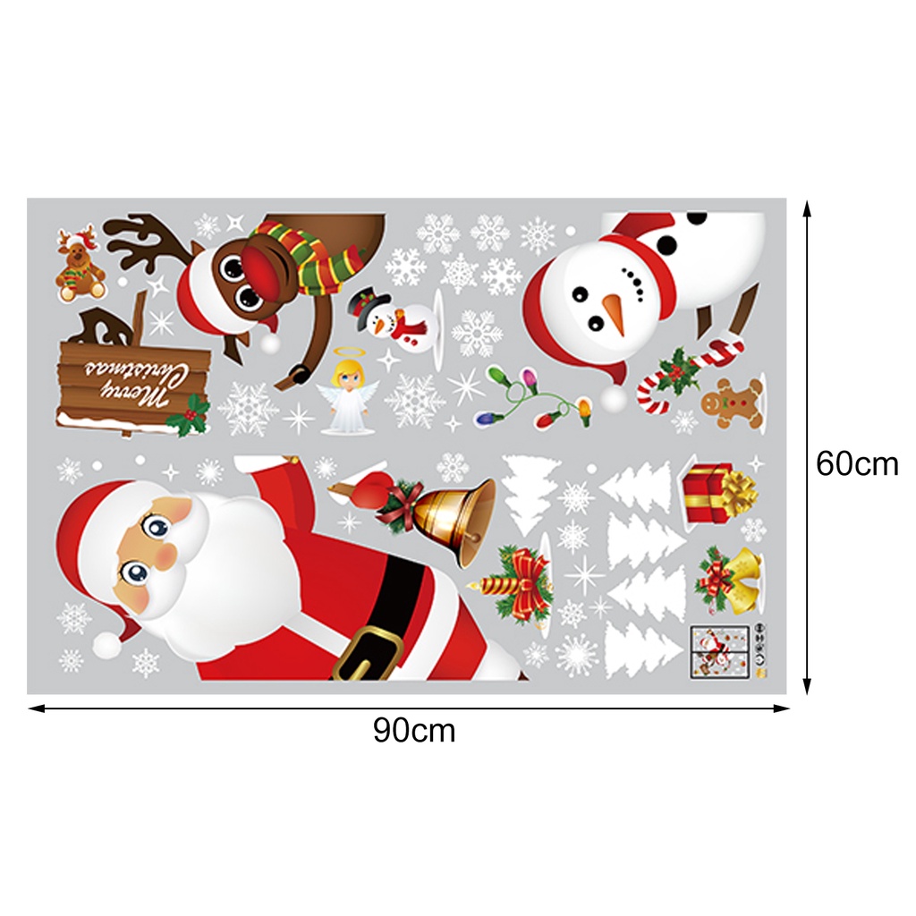 1 Bộ Miếng Dán Cửa Kính Bằng PVC Họa Tiết Giáng Sinh Bắt Mắt