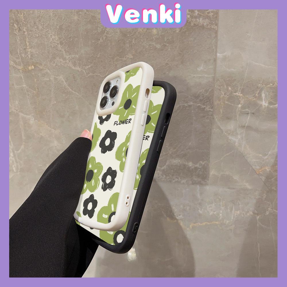VENKI - Dành Cho iPhone 11 Ốp Lưng iPhone Mờ Vỉ Mềm Ốp Lưng Chống Sốc Màu Be Đen Bảo Vệ Camera Hoa Xanh Đơn Giản Tương Thích Với iPhone14 13 Pro max 12 Pro Max XR Xs 7 8Plus