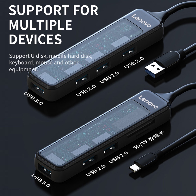 LENOVO Bộ Hub USB 3.0 Truyền Dữ Liệu 5 Trong 1 Cho PC / Laptop