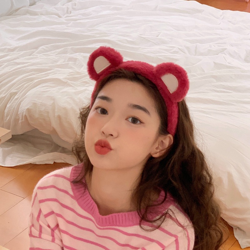 Băng Đô Cài Tóc Hình Gấu / Dâu Tây Bằng Lông