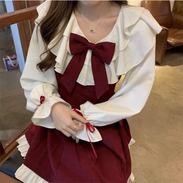 Đầm Công Chúa Hai Dây Thắt Nơ Đỏ Phong Cách Thanh Lịch Dễ Thương Dành Cho Bạn Nữ