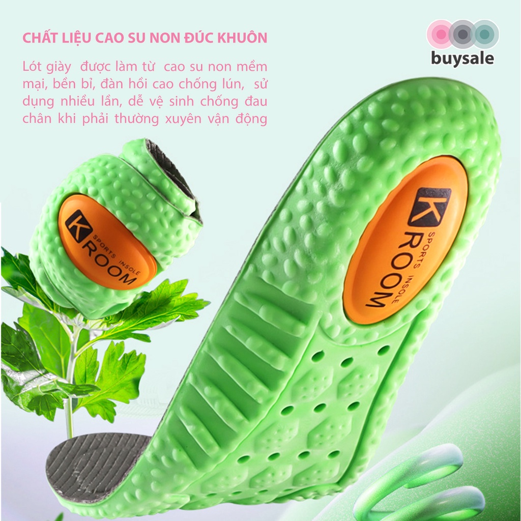 Lót giày thể thao cao su non đàn hồi, trợ lực cho bàn chân, mùi hương ngải cứu cải thiện hôi chân - buysale - BSPK360