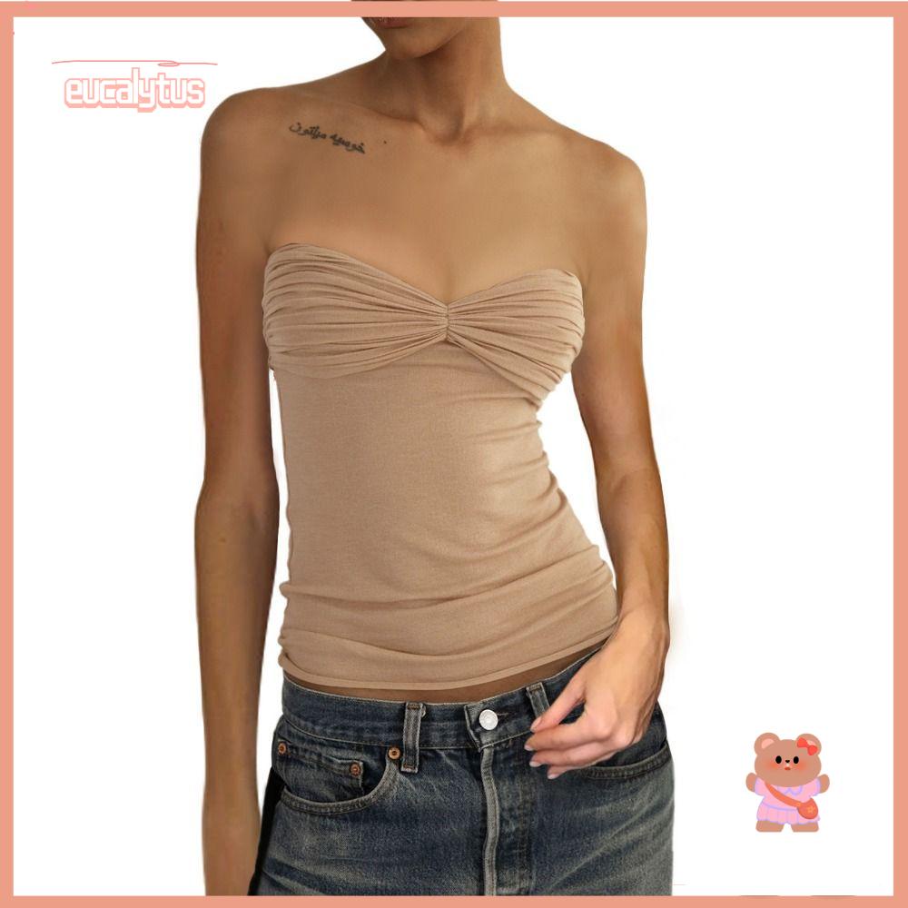 EUTUS Áo Croptop Sát Nách Form Ôm Thời Trang Mùa Hè Cho Nữ