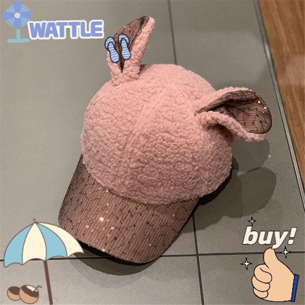 WTTLE Mũ Lưỡi Trai Tai Thỏ Dễ Thương Phong Cách Hiphop