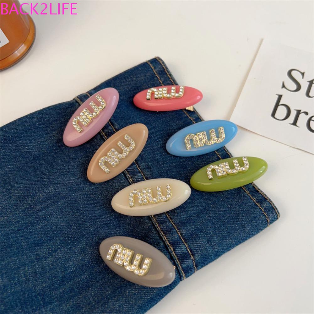 BACK2LIFE Kẹp TóC HìNh Elip ĐíNh Kim Cương Giả Mini Dễ Thương ThờI Trang Cho Nữ