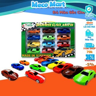 🚗BỘ ĐỒ CHƠI 12 XE ÔTÔ Mini CHẠY ĐÀ, Siêu Xe Cuồng Phong Sato06; Nhựa An Toàn, Đồ Chơi Trí Tuệ Trẻ Em MECO MART
