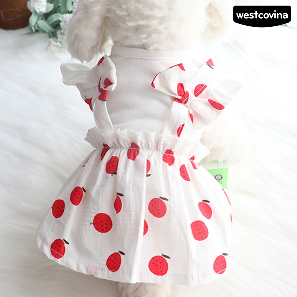 [COD]♞Đầm Không Tay In Họa Tiết Dâu Tây Tinh Tế Thời Trang Mùa Hè Cho Cún Cưng