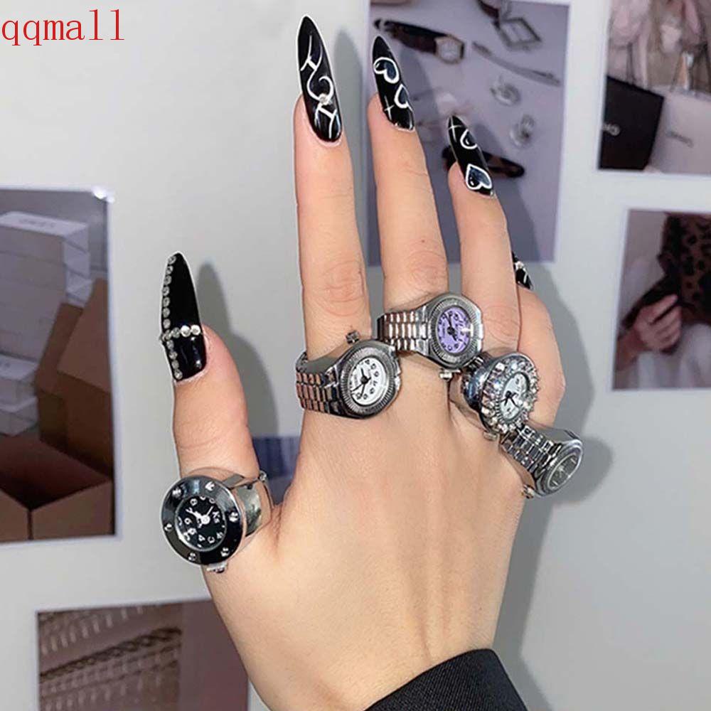 QQMALL Nhẫn Đồng Hồ Dây Co Giãn Đơn Giản Sáng Tạo Thời Trang Unisex