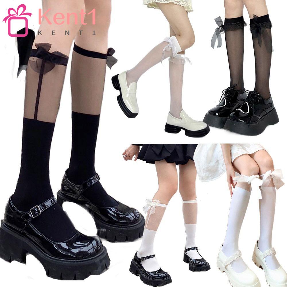 KENT1 Vớ Dài Qua Gối Thoáng Khí Đính Nơ Phong Cách Lolita