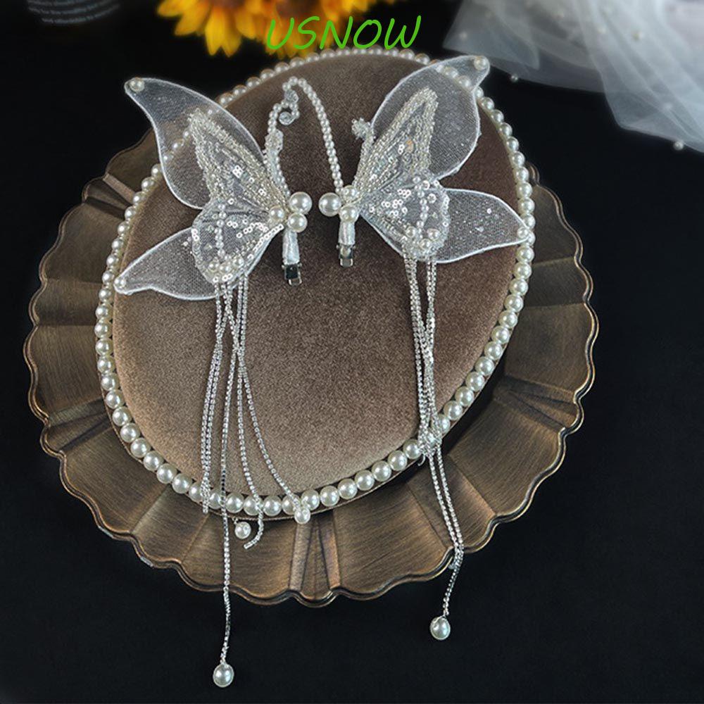 USNOW Kẹp Tóc Lưới Đính Hạt Thời Trang Cho Nữ