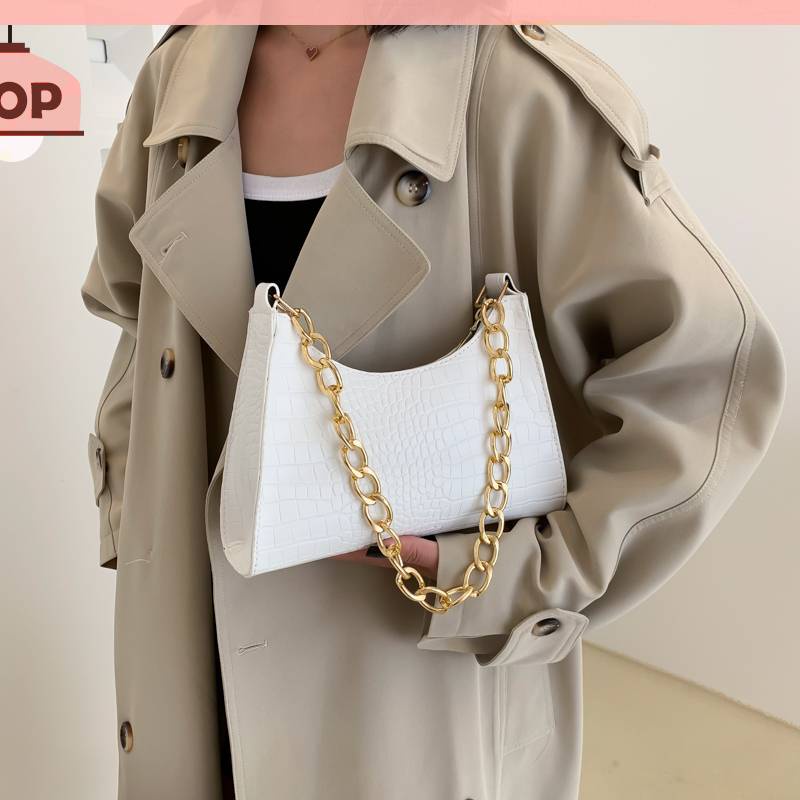 Túi Đeo Vai Họa Tiết Da Cá Sấu Phối Dây Xích Thời Trang Sang Trọng Cho Nữ