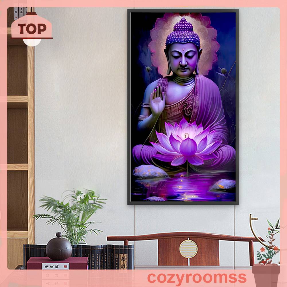 Tranh Đính Đá Kim Cương Toàn Bộ 5D DIY Hình Tượng Phật Trang Trí Nhà Cửa