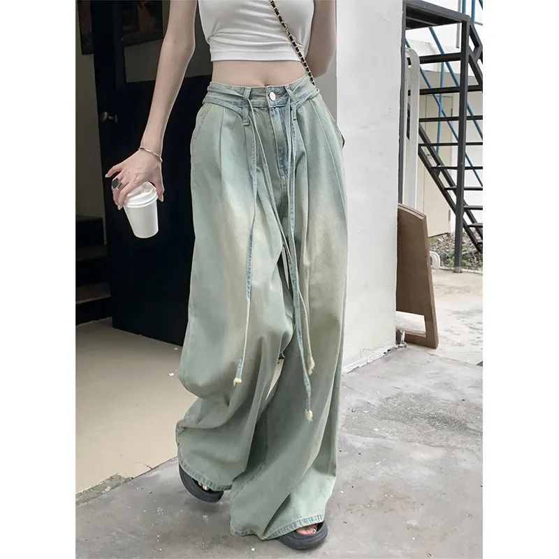 Quần jeans Ống Rộng Cạp Cao Phong Cách Đường Phố Hàn Quốc