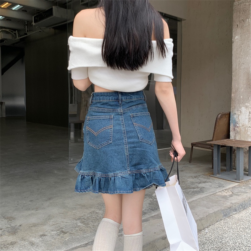 NZN Đầm denim Phối Bèo Thời Trang Mùa Hè Mới Cho Nữ