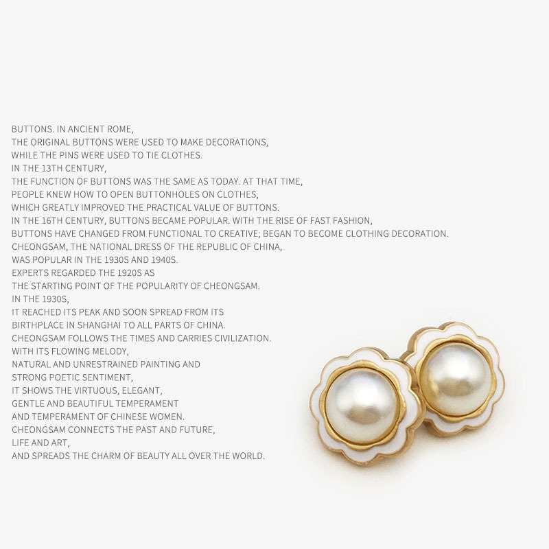 Set 5 Nút Áo Kim Loại Đính Ngọc Trai 11Mm