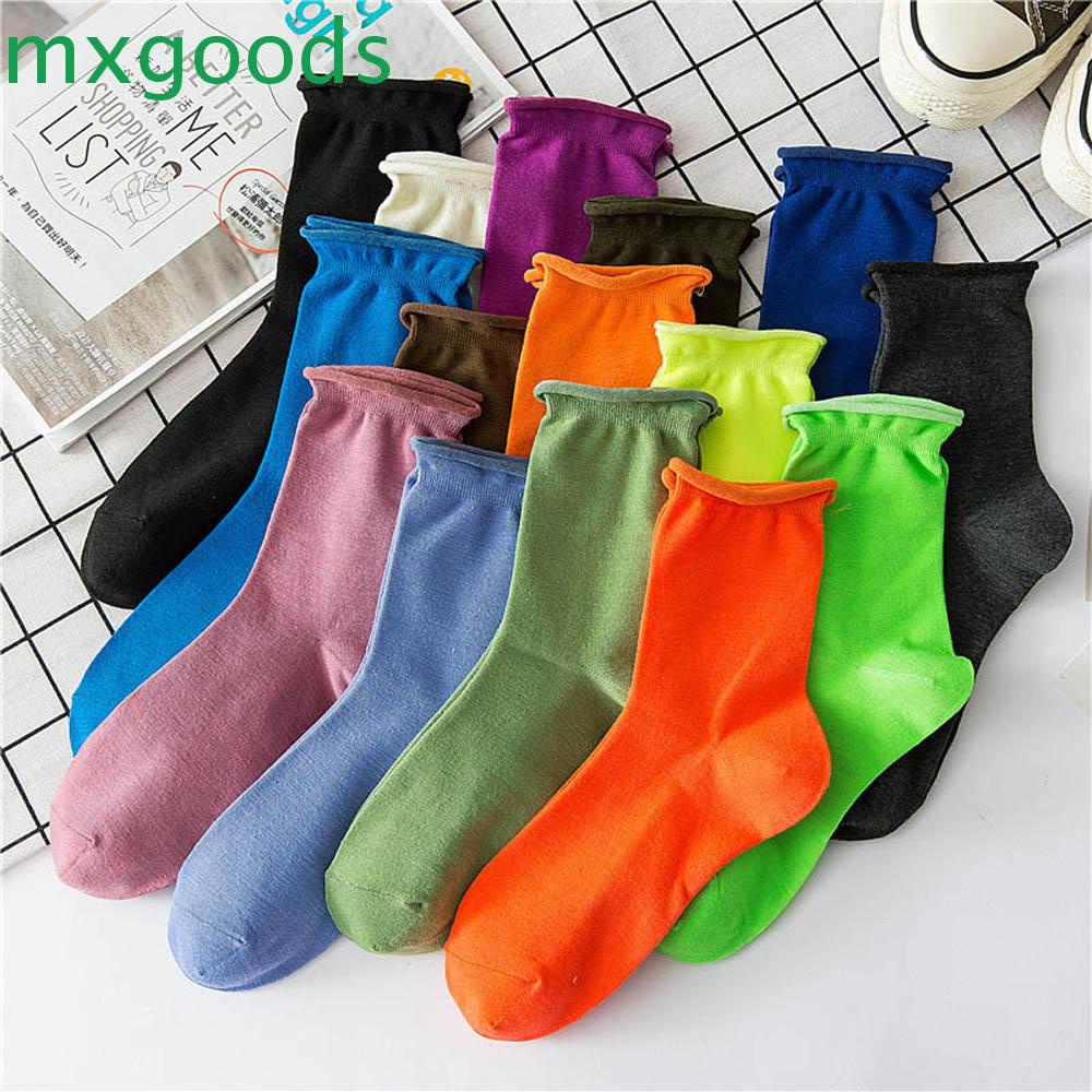 MXGOODS Vớ Nữ Co Dãn Thoáng Khí Màu Trơn Mới