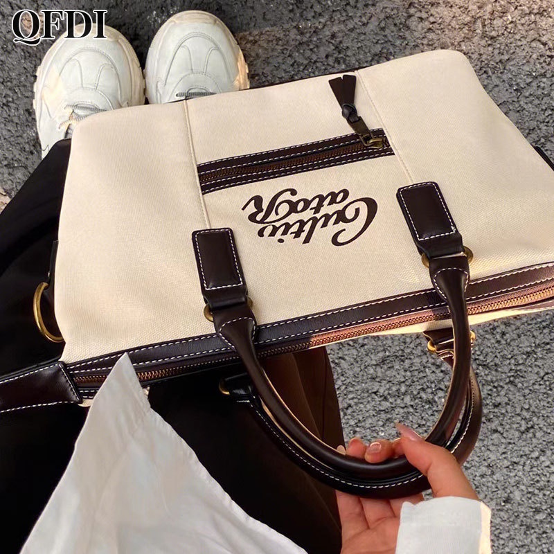 QFDI Túi Xách canvas Sức Chứa Lớn Thiết Kế Đơn Giản Thời Trang Mới Cho Nữ