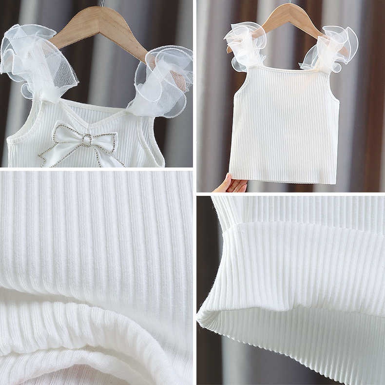 Áo Hai Dây Mùa Hè 2023 Thắt Nơ Phong Cách Phương Tây Cho Bé Gái