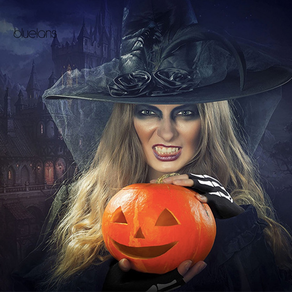 1 Đôi Găng Tay Len Hở Ngón Phát Sáng Trong Bóng Tối Hóa Trang Halloween