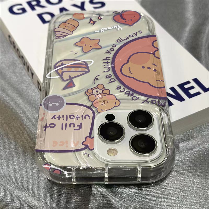 Ốp Điện Thoại Mềm Trong Suốt Hình Gấu Dễ Thương Cho iPhone14promax 1312 / 11 7 / 8plus xr / sins EXB4