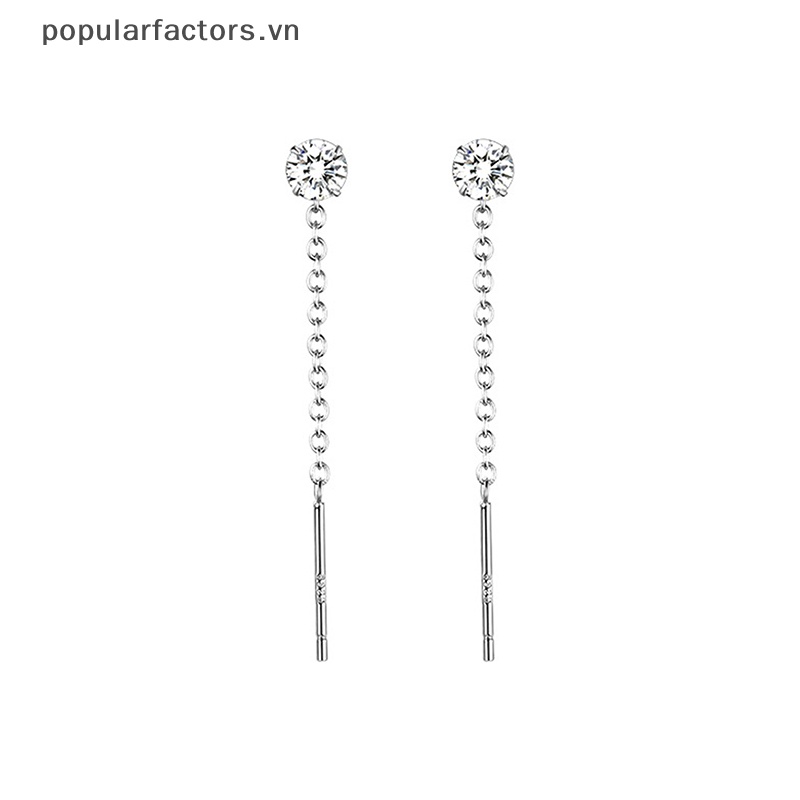 1 Bông Tai Dây Dài Đính Đá Zircon Hình Ngôi Sao / Trái Tim Đa Năng Cho Nữ