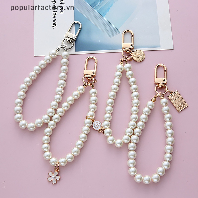 Móc Khóa Hợp Kim Hình Chữ Cái Đính Ngọc Trai Dễ Thương