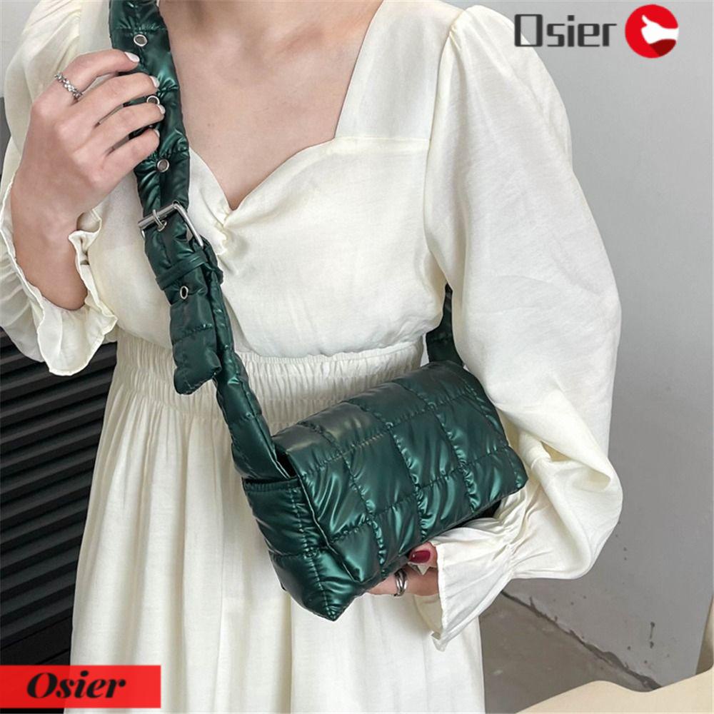 OSIER1 Túi Đeo Vai Họa Tiết Sọc Caro Siêu Nhẹ Thời Trang Mùa Đông