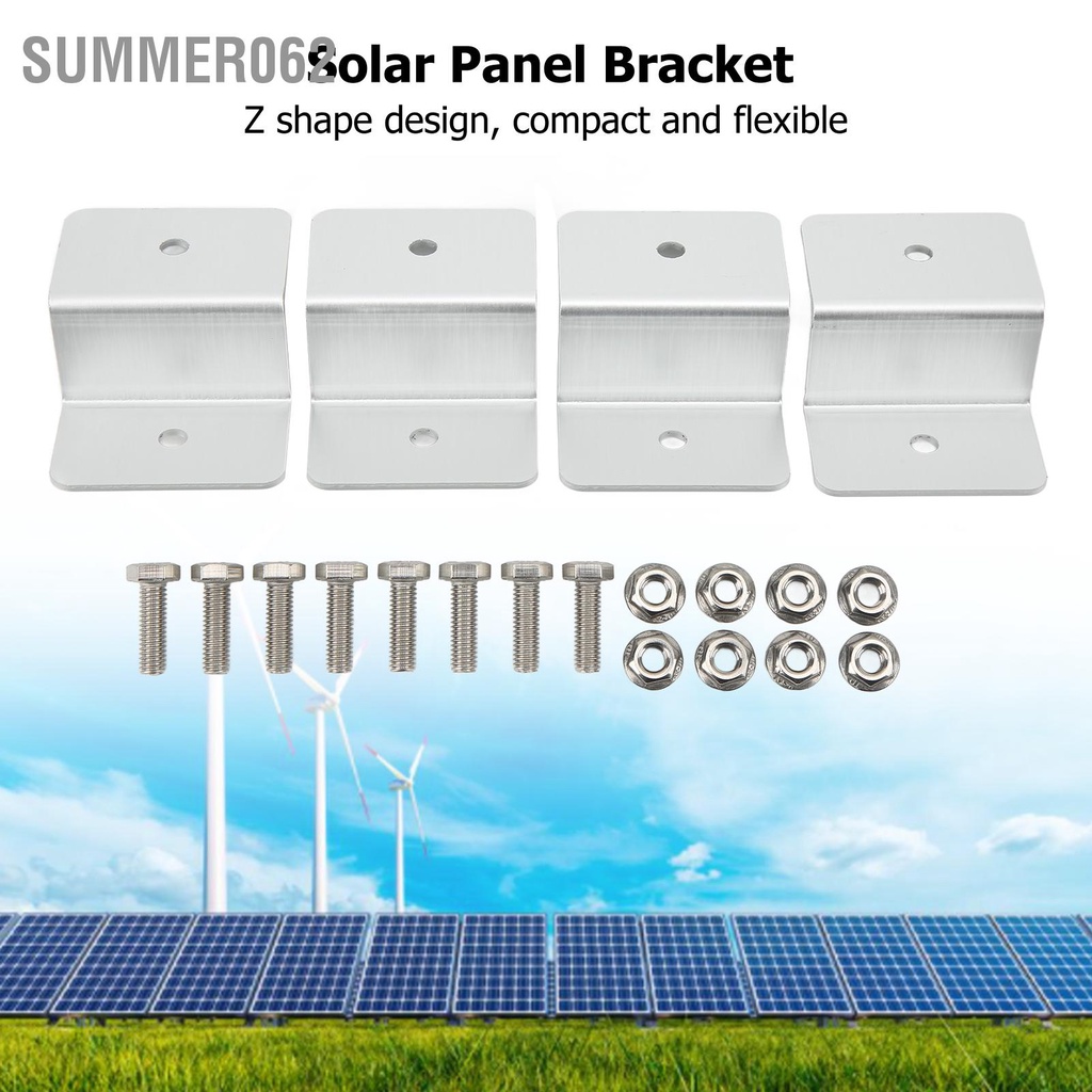 Summer062 Bảng điều khiển năng lượng mặt trời 4 CÁI gắn giá đỡ hợp kim nhôm Z cho hệ thống phát điện ngoài