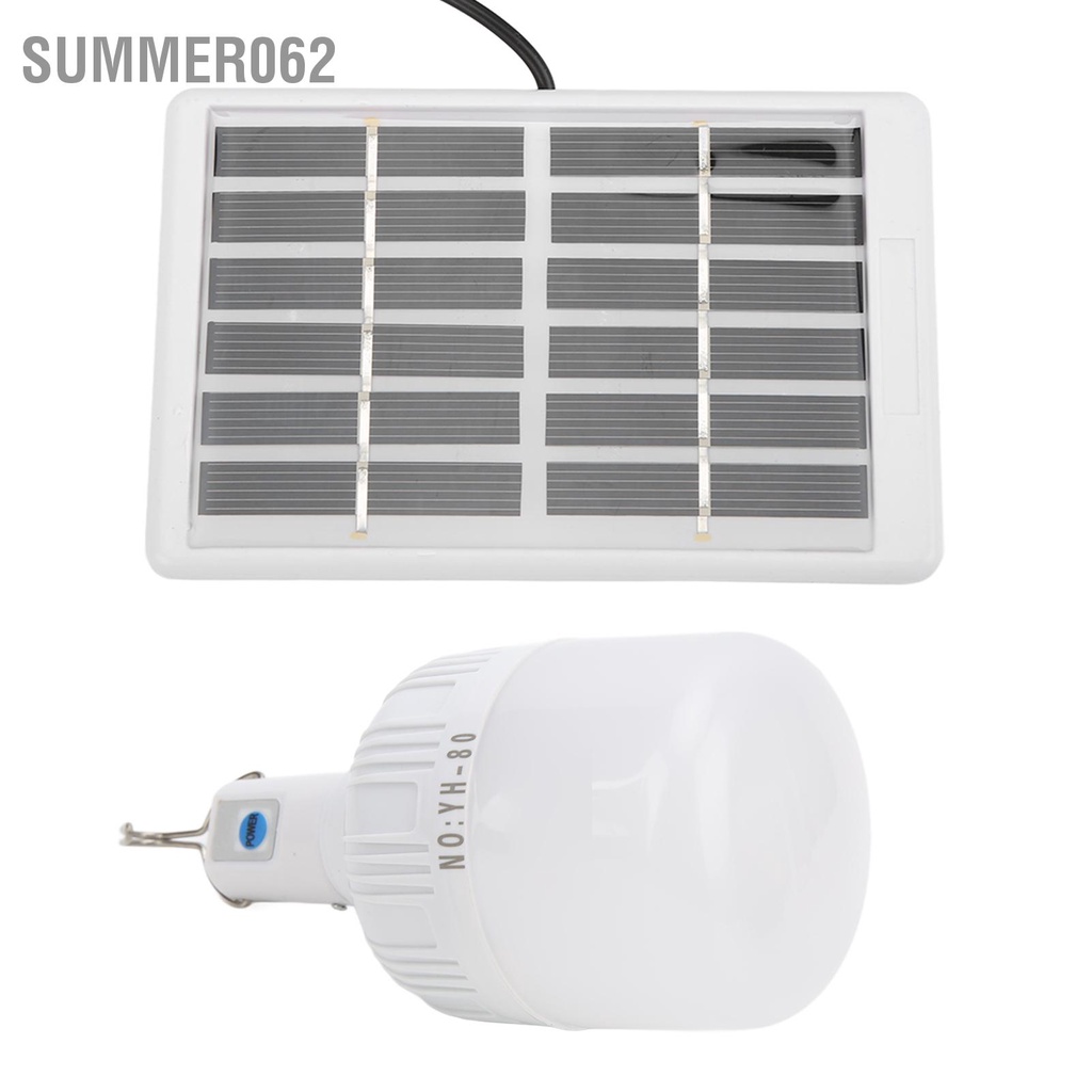 Summer062 Bóng đèn năng lượng mặt trời Đèn LED có thể sạc lại di động 2000mAh 6V cho hộ gia đình Lều cắm trại
