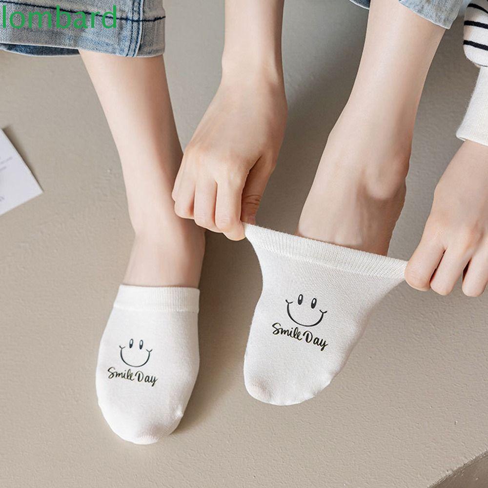 LOMBARD Vớ Cotton Mỏng Miệng Nông In Họa Tiết Hoạt Hình Dễ Thương Thời Trang Mùa Hè Cho Nữ