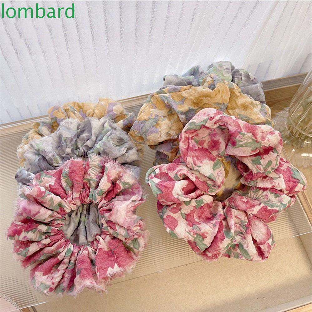 LOMBARD Dây Buộc Tóc In Họa Tiết Hoa Đơn Giản Phong Cách Hàn Quốc Cho Nữ