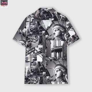 TOPGU Sumer Pattern Shirt Breathable Pleated Non Fabric Regular Pattern