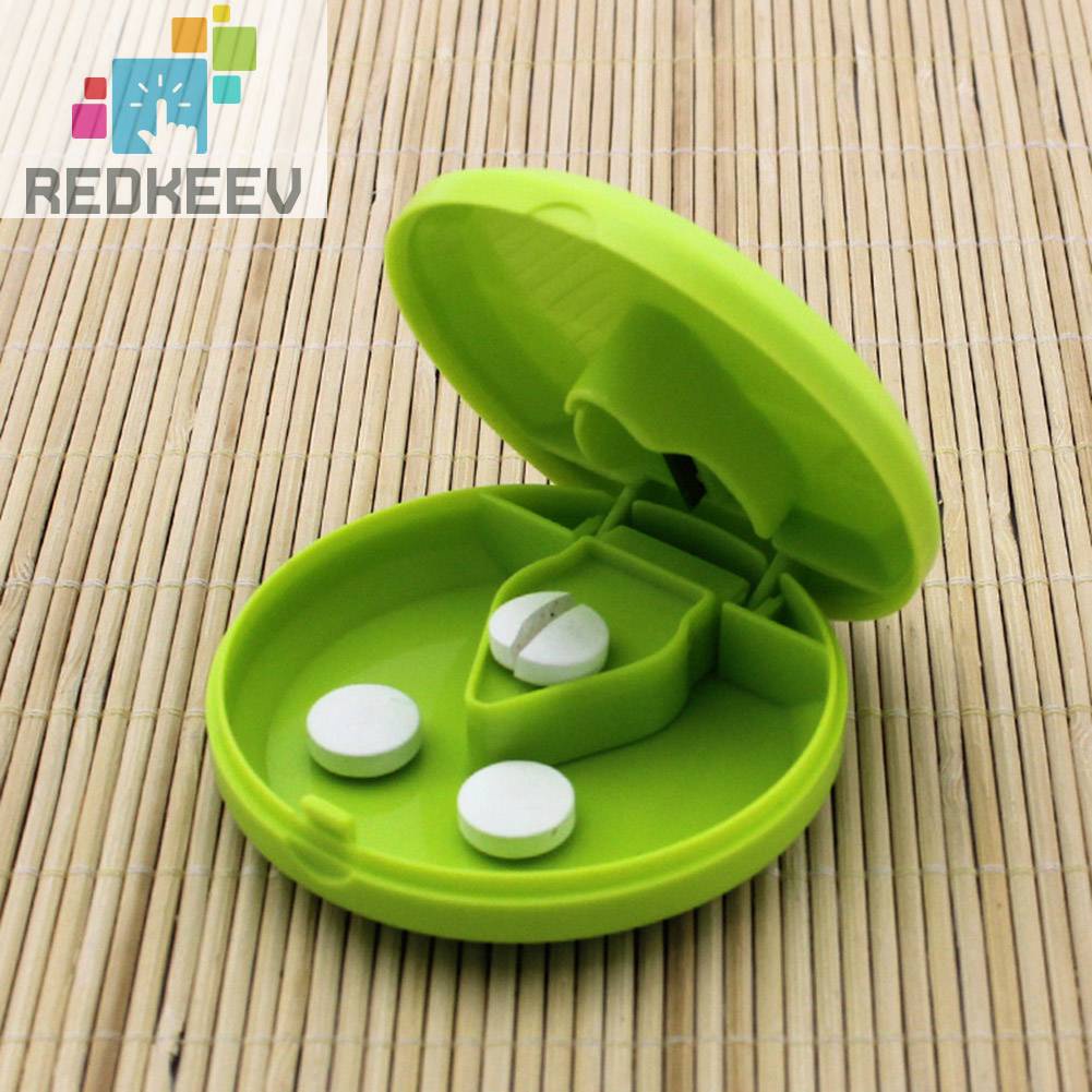 Dụng Cụ Cắt Thuốc Mini Bằng Nhựa Hình Tròn Tiện Dụng Mang Theo Du Lịch