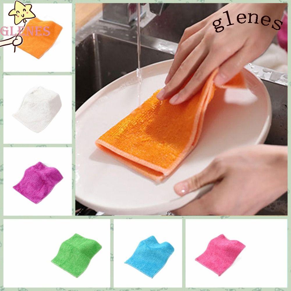 Khăn Lau Chén Dĩa Chất Liệu Microfiber Dày Dặn Chống Dính Thấm Hút Nước Tái Sử Dụng Được Tiện Dụng Cho Gia Đình