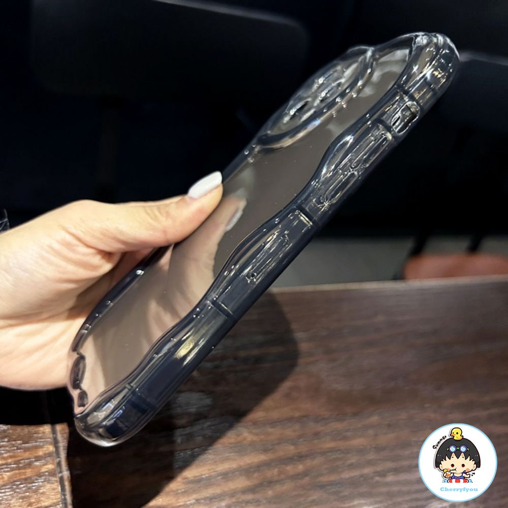 Ốp Điện Thoại TPU Mềm Trong Suốt Viền Gợn Sóng Bảo Vệ Ống Kính Máy Ảnh Cho IPhone 11 12 13 14 Pro Max XR XS Max