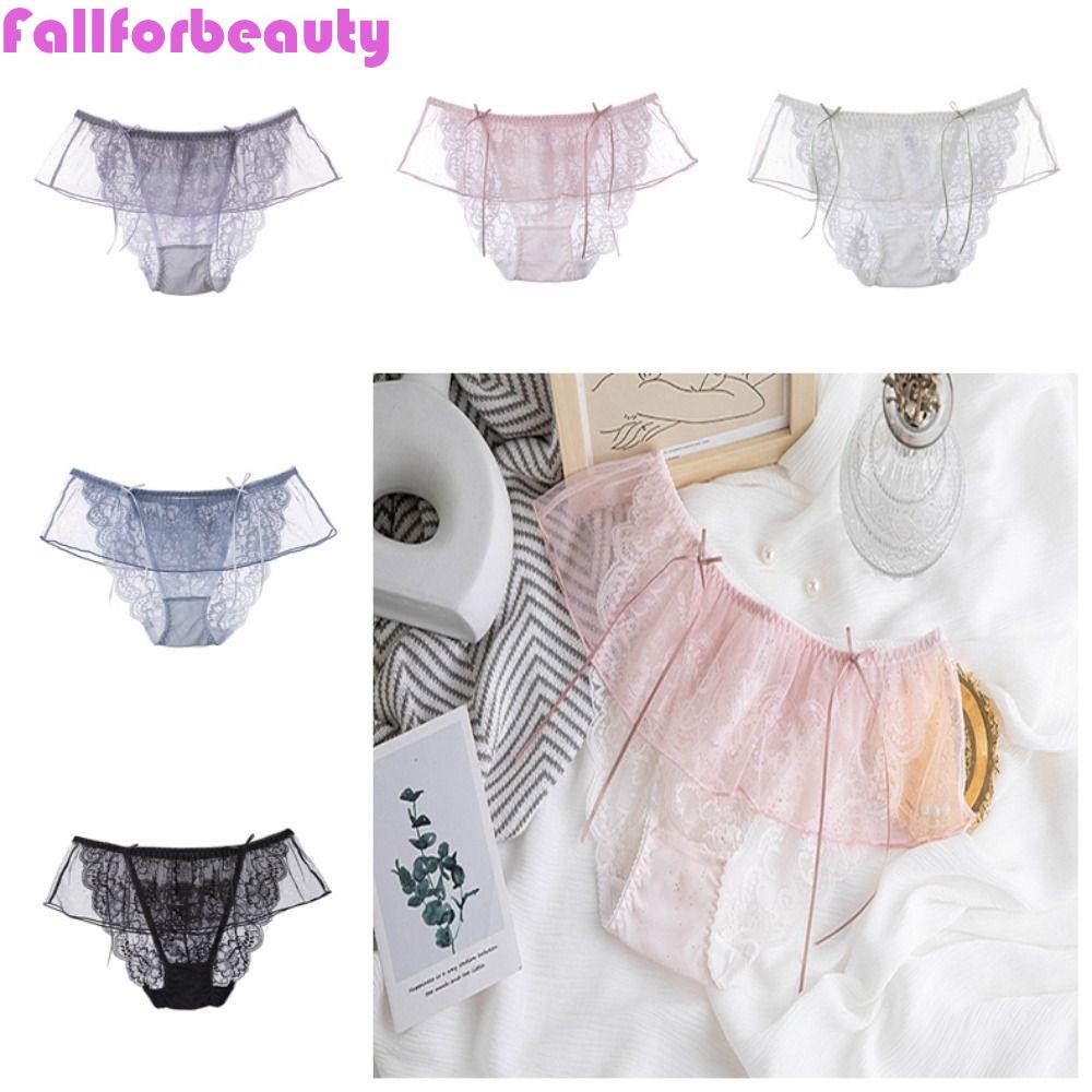 Quần Lót Tam Giác Phối Ren Lưới Xuyên Thấu Thoáng Khí Phong Cách Nhật Bản