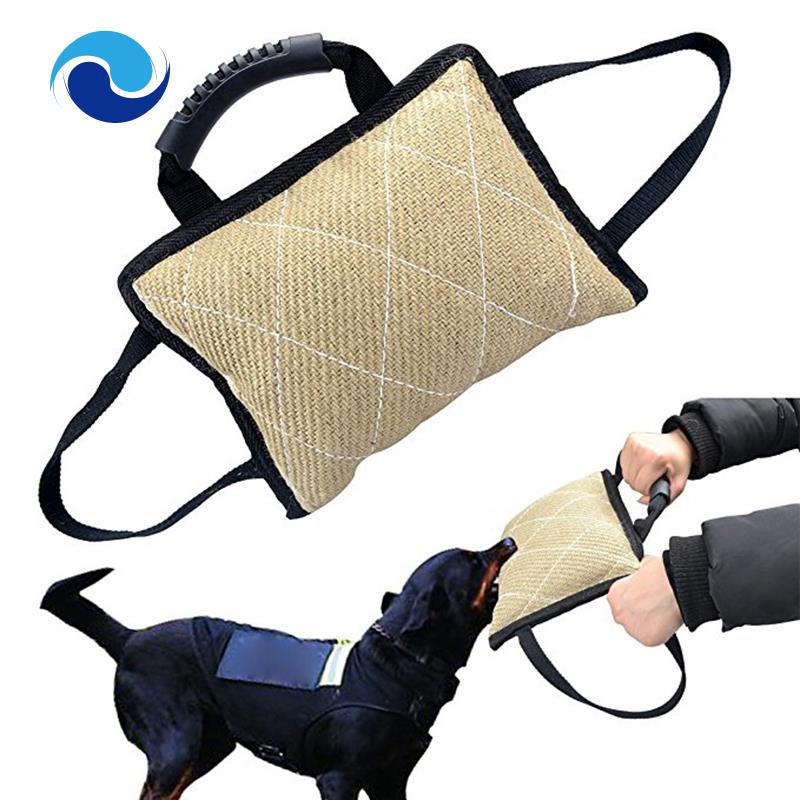 Gối Đồ Chơi Huấn Luyện Chó Kèm 3 Tay Cầm Bằng Vải Lanh
