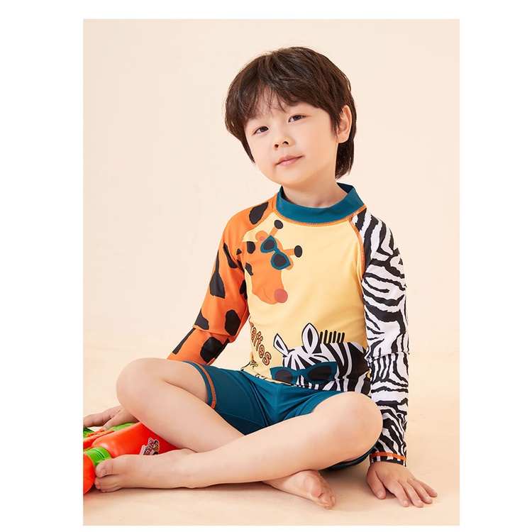 Bộ Đồ Bơi Hai Mảnh Chống Nắng In Họa Tiết Hoạt Hình Cho Bé Trai