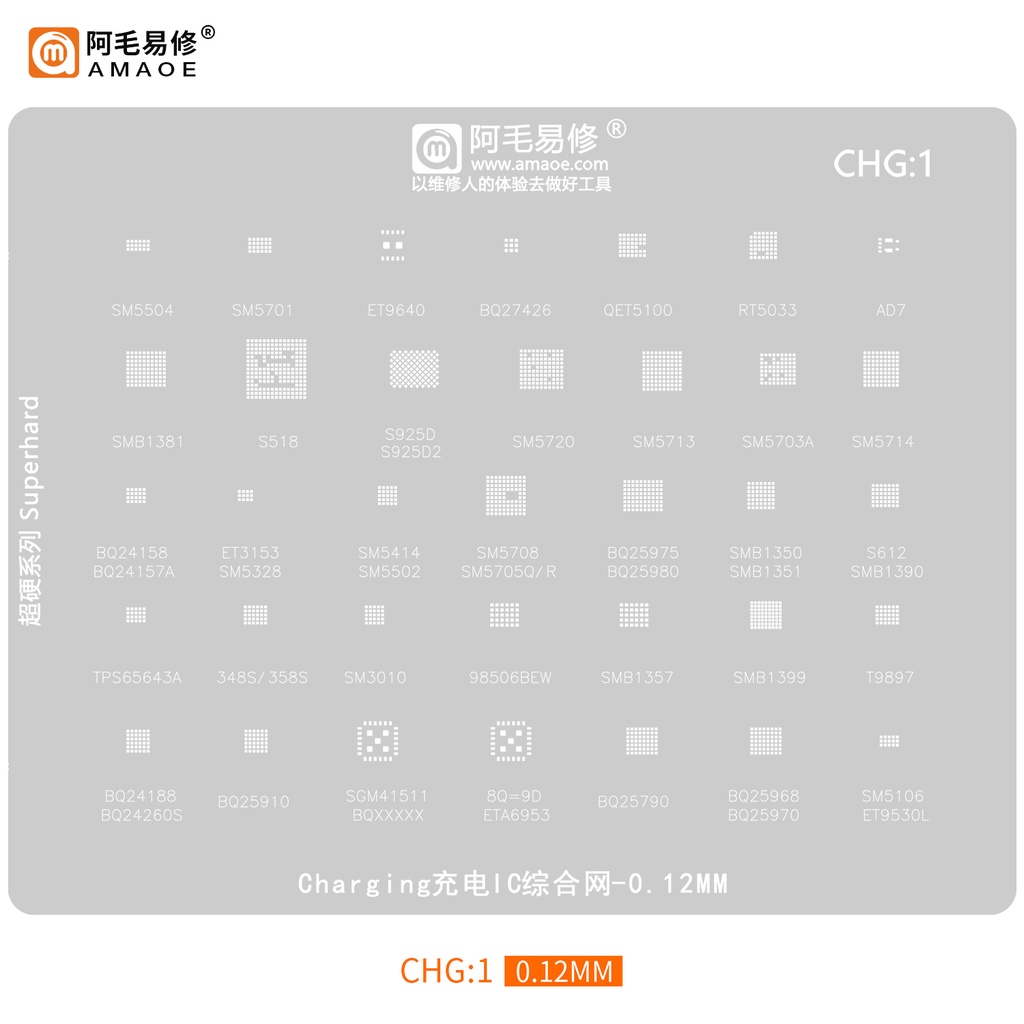 AMAOE CHG1 Sạc Reballing Stencil Cho Sạc IC SM5504 SM5502 SM5414 SM5701 SM5720 SM5713 SM5714 SM5703A